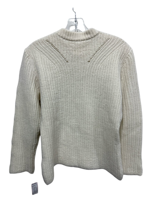 Zadig & Voltaire Size L Cream Merino Wool Ribbed Knit Braided Design Sweater Cream / L