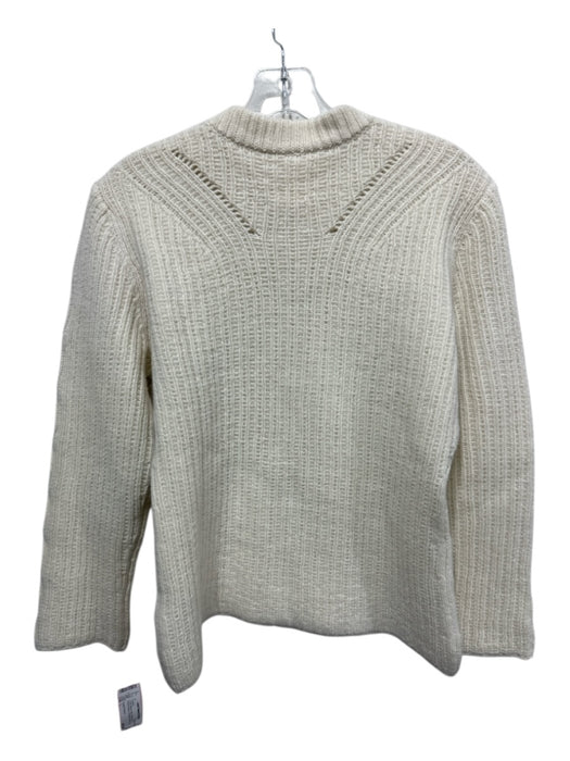 Zadig & Voltaire Size L Cream Merino Wool Ribbed Knit Braided Design Sweater Cream / L