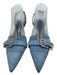 Givenchy Shoe Size 40 Medium Wash Denim Silver & Gold Hardware Buckle Slingbacks Medium Wash / 40