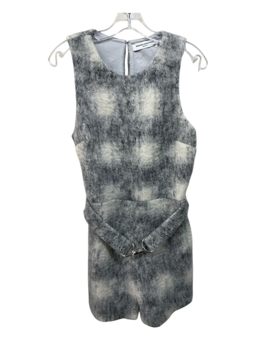 Amanda Uprichard Size L Gray Print Wool Blend SHW Belt Sleeveless Romper Gray Print / L