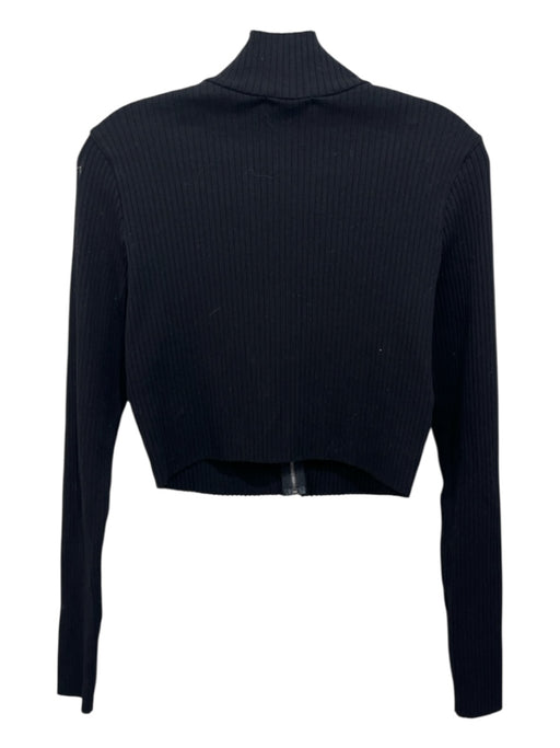 Cotton Citizen Size L Black Cotton Ribbed Zipper Long Sleeve Cardigan Black / L