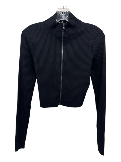 Cotton Citizen Size L Black Cotton Ribbed Zipper Long Sleeve Cardigan Black / L
