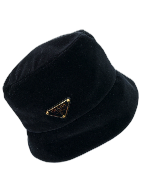 Prada Black Velour GHW Bucket Hat Hat Black / M