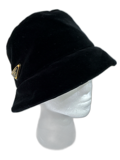 Prada Black Velour GHW Bucket Hat Hat Black / M