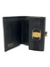 Ferragamo Black Lizard Leather GHW Snap Kiss Lock Wallets Black
