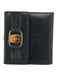 Ferragamo Black Lizard Leather GHW Snap Kiss Lock Wallets Black