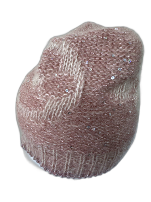 Louis Vuitton Mauve Pink Mohair Ribbed Monogram Sequined Beanie Hat Mauve Pink