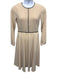 Mikael Aghal Size 10 Beige & Black Polyester & Spandex Long Sleeve Piping Dress Beige & Black / 10