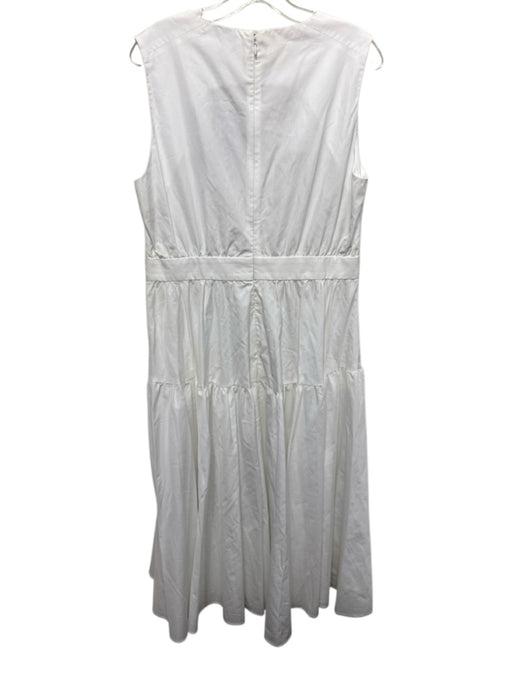 Aspesi Size 46 White Cotton Sleeveless Scoop Neck Tiered Midi Dress White / 46