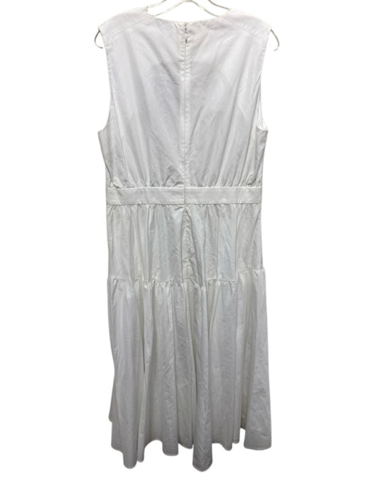 Aspesi Size 46 White Cotton Sleeveless Scoop Neck Tiered Midi Dress White / 46