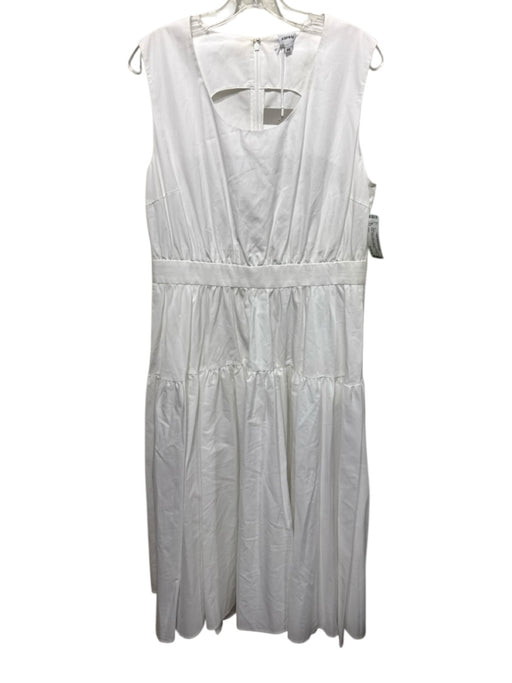 Aspesi Size 46 White Cotton Sleeveless Scoop Neck Tiered Midi Dress White / 46