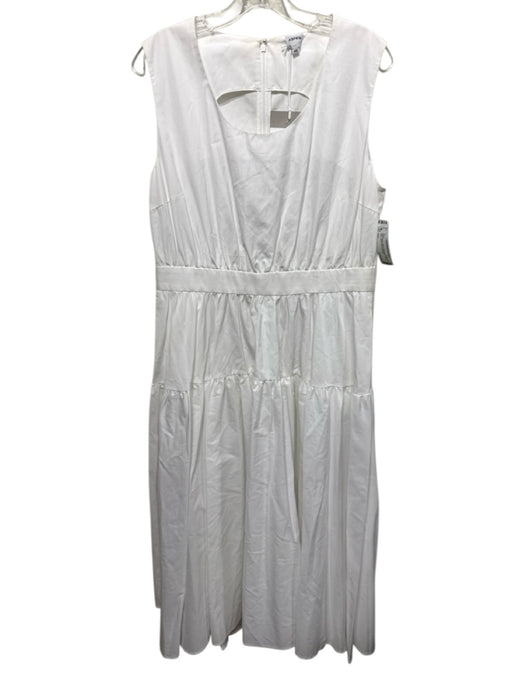 Aspesi Size 46 White Cotton Sleeveless Scoop Neck Tiered Midi Dress White / 46