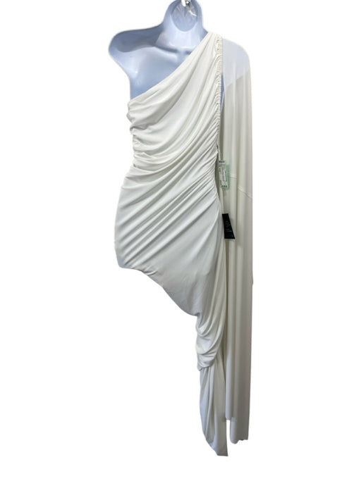 Norma Kamali Size M/38 White Polyester & Spandex One Shoulder Ruched Midi Dress White / M/38