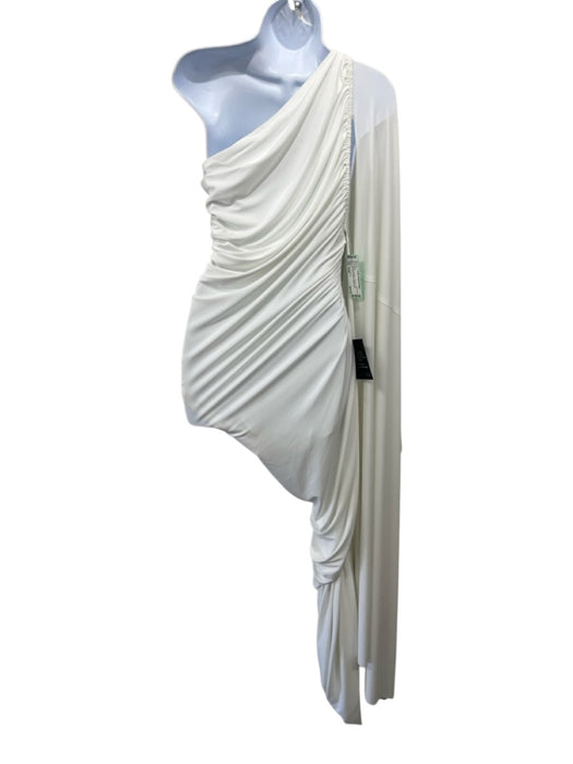 Norma Kamali Size M/38 White Polyester & Spandex One Shoulder Ruched Midi Dress White / M/38