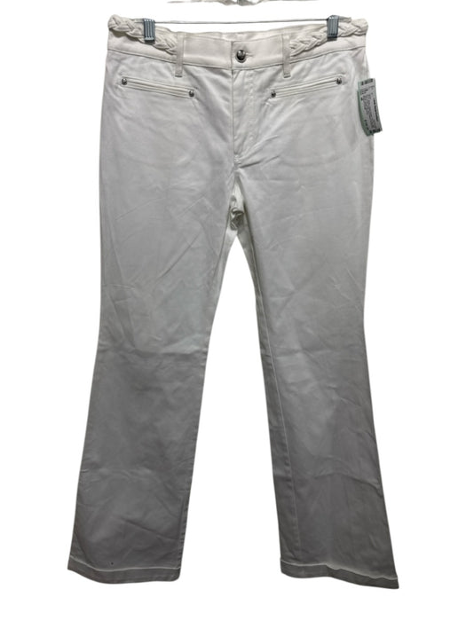 Roberto Cavalli Size 46 White Cotton Denim Zip Fly High Rise Braid Detail Jeans White / 46