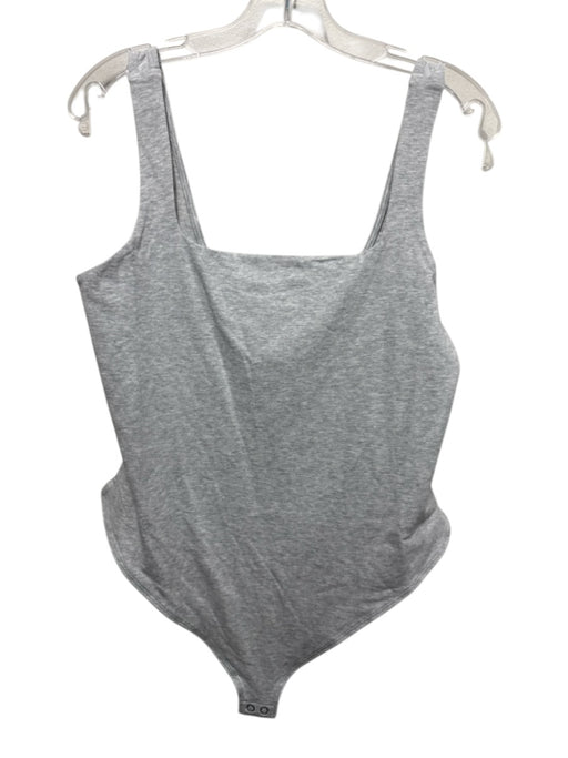 Good American Size 2XL Gray Cotton & Spandex Sleeveless Square Neck Bodysuit Gray / 2XL