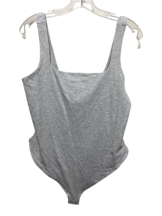 Good American Size 2XL Gray Cotton & Spandex Sleeveless Square Neck Bodysuit Gray / 2XL