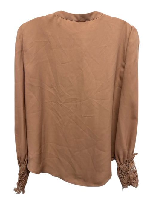 L'agence Size L Light Brown Polyester Long Bishop Sleeve Buttons Top Light Brown / L