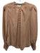 L'agence Size L Light Brown Polyester Long Bishop Sleeve Buttons Top Light Brown / L