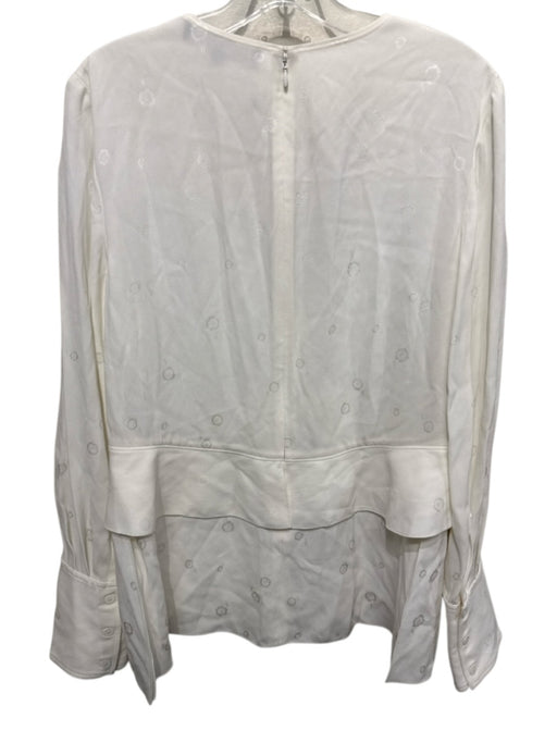 Proenza Schouler Size 10 White Acetate & Viscose Long Sleeve Jacquard V Neck Top White / 10
