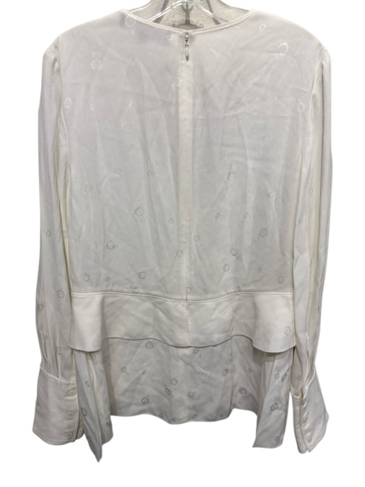 Proenza Schouler Size 10 White Acetate & Viscose Long Sleeve Jacquard V Neck Top White / 10
