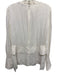 Proenza Schouler Size 10 White Acetate & Viscose Long Sleeve Jacquard V Neck Top White / 10