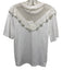 Chloe Size M White Cotton Short Sleeve Lace Detail Ruffles Top White / M