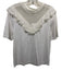 Chloe Size M White Cotton Short Sleeve Lace Detail Ruffles Top White / M