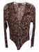 Good American Size M Brown & Black Nylon & Elastane Mesh Long Sleeve Bodysuit Brown & Black / M