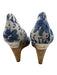Gucci Shoe Size 9.5 Cream, Blue, Beige Textile Peep Toe Floral Print Wedges Cream, Blue, Beige / 9.5