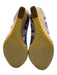 Gucci Shoe Size 9.5 Cream, Blue, Beige Textile Peep Toe Floral Print Wedges Cream, Blue, Beige / 9.5