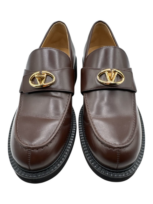 Valentino Garavani Shoe Size 41 Brown Leather gold logo Foam Sole Loafers Brown / 41