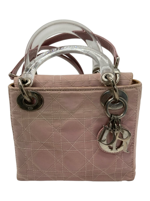Christian Dior Mauve Pink Nylon Clear Handles Quilted Top Flap Bag Mauve Pink / Mini