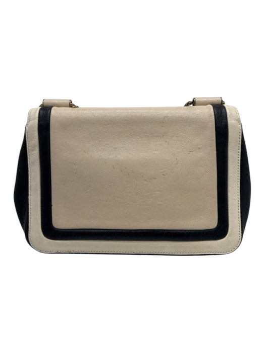 Chloe Cream, Black, Gold Leather Turnlock Gold Chain Shoulder Bag Cream, Black, Gold / S