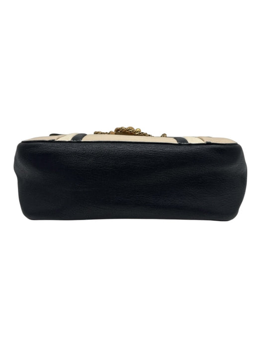 Chloe Cream, Black, Gold Leather Turnlock Gold Chain Shoulder Bag Cream, Black, Gold / S