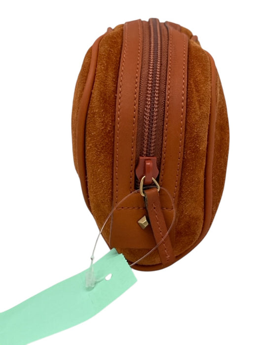 Gucci Orange & Beige Suede & Canvas Zip Top Fabric Block Pouch Bag Orange & Beige / Mini