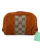 Gucci Orange & Beige Suede & Canvas Zip Top Fabric Block Pouch Bag Orange & Beige / Mini