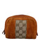 Gucci Orange & Beige Suede & Canvas Zip Top Fabric Block Pouch Bag Orange & Beige / Mini