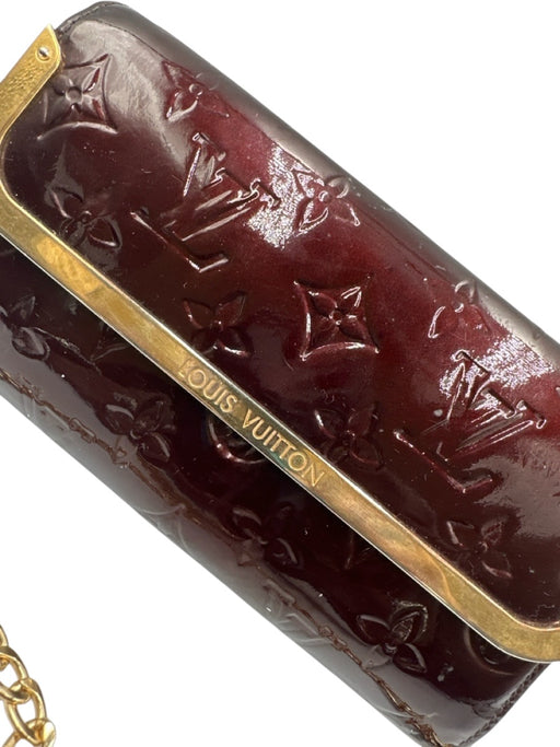 Louis Vuitton Burgundy Red Patent Leather Gold hardware embossed monogram Bag Burgundy Red