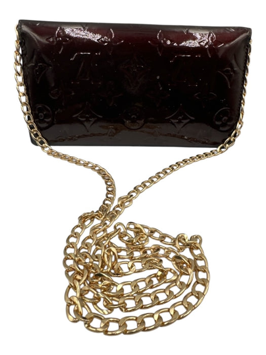 Louis Vuitton Burgundy Red Patent Leather Gold hardware embossed monogram Bag Burgundy Red