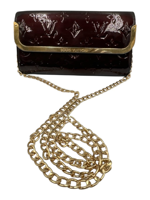 Louis Vuitton Burgundy Red Patent Leather Gold hardware embossed monogram Bag Burgundy Red