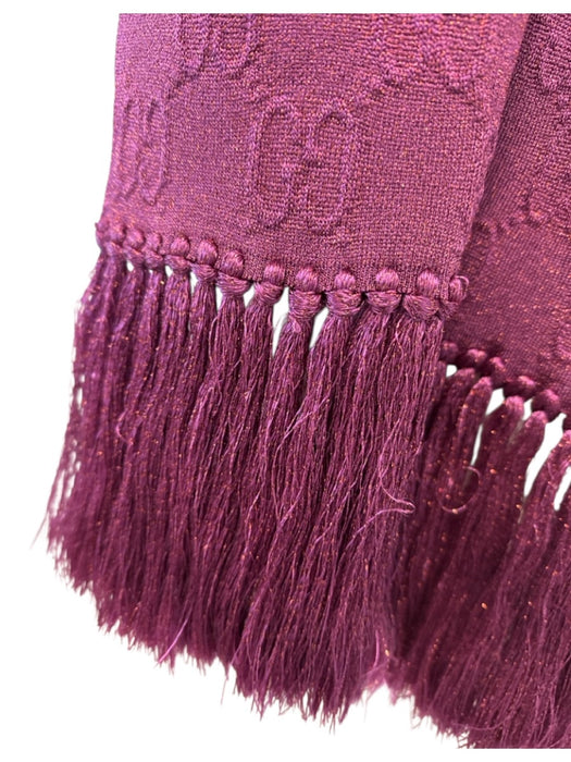 Gucci Purple & Gold Acetate Blend Metallic Thread Fringe Jacquard scarf Purple & Gold / One Size
