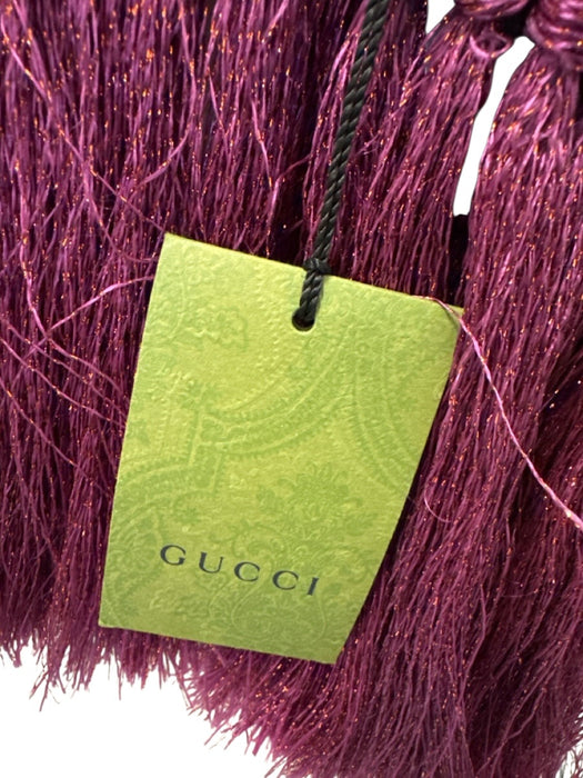 Gucci Purple & Gold Acetate Blend Metallic Thread Fringe Jacquard scarf Purple & Gold / One Size