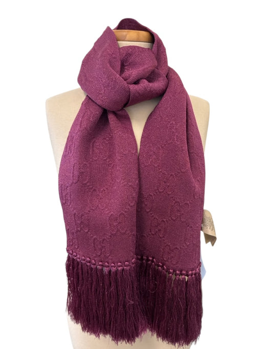 Gucci Purple & Gold Acetate Blend Metallic Thread Fringe Jacquard scarf Purple & Gold / One Size