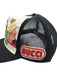 Gucci Navy Blue, Red, White Cotton & Polyamide Floral Embroidered Stripe Hat Navy Blue, Red, White