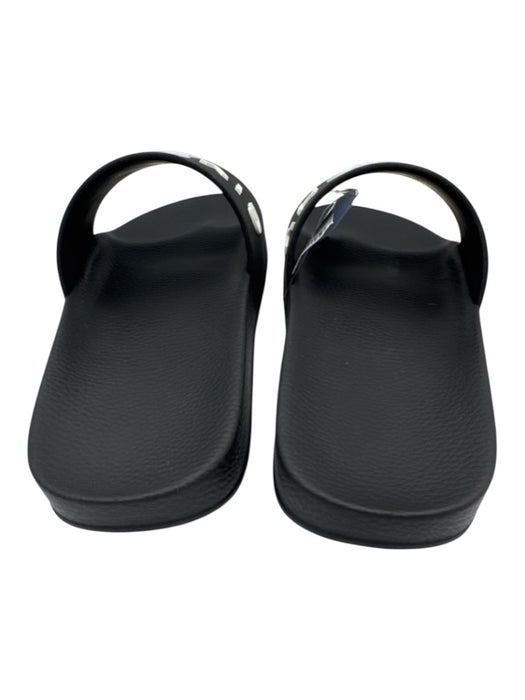 Givenchy Shoe Size 40 Black & White Rubber Logo Slip On Slides Sandals Black & White / 40