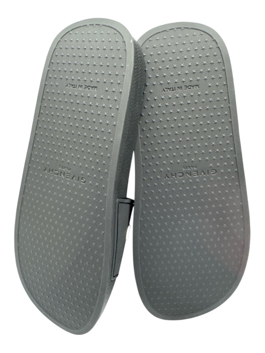 Givenchy Shoe Size 40 Black & White Rubber Logo Slip On Slides Sandals Black & White / 40