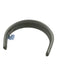 Miu Miu Light Gray Patent Leather Grosgrain Ribbon Gold Logo Puff Headband Light Gray