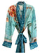 Camilla Size M Blue, Orange, Multi Silk Long Sleeve Scenery Rhinestone Wrap Robe Blue, Orange, Multi / M