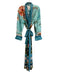 Camilla Size M Blue, Orange, Multi Silk Long Sleeve Scenery Rhinestone Wrap Robe Blue, Orange, Multi / M